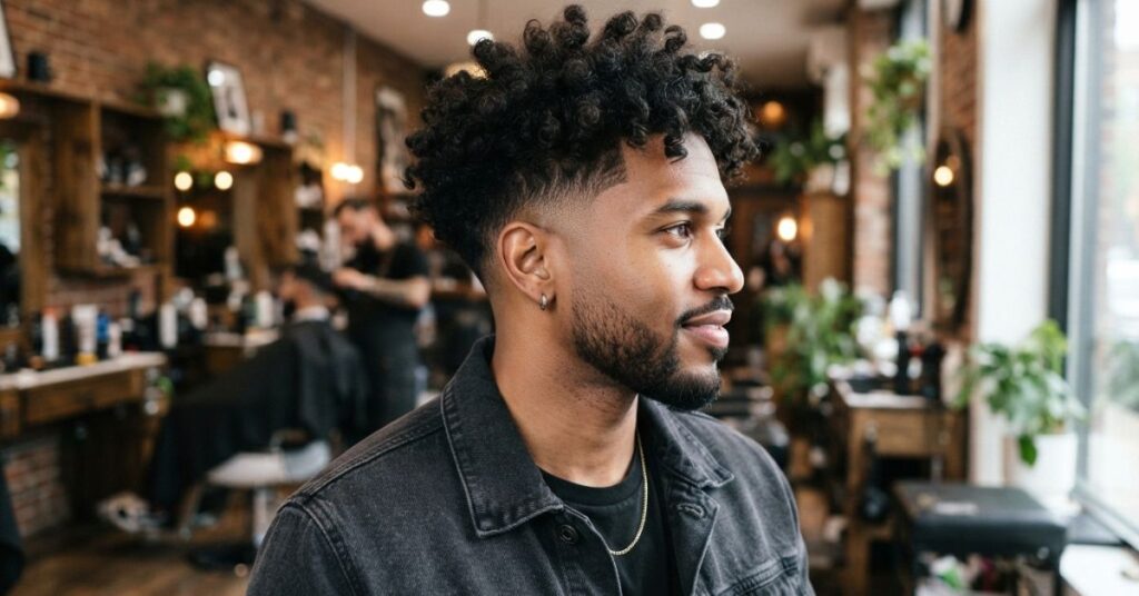 Textured & Statement Curly Mid Taper Fade Styles