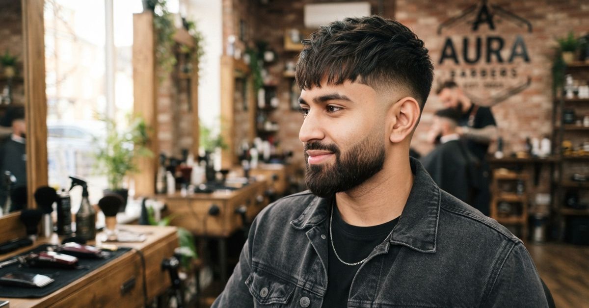 mid taper fade fringe